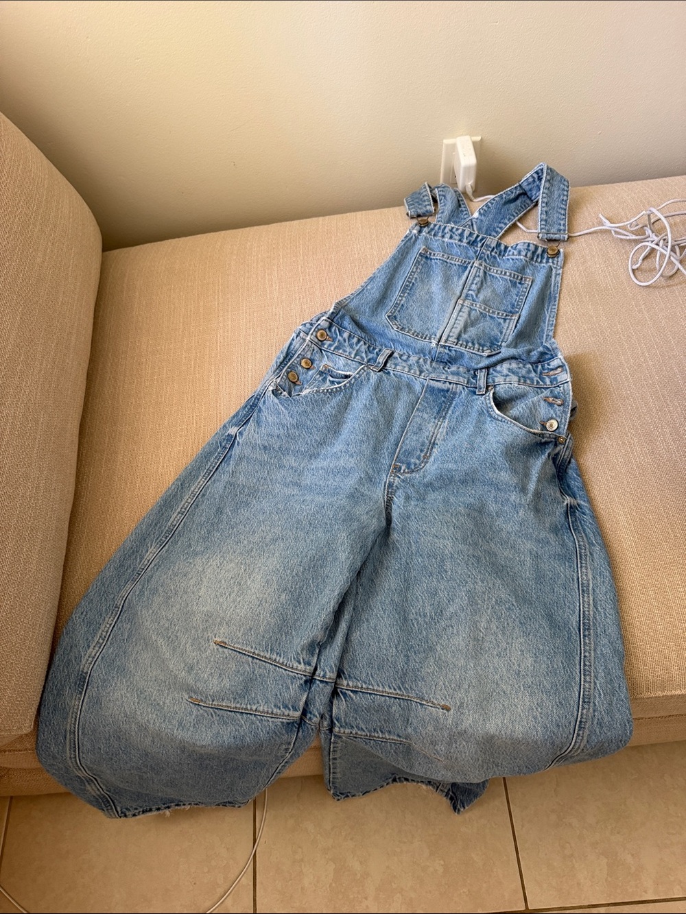 Free people we the free good luck barrel overalls ultra light beam